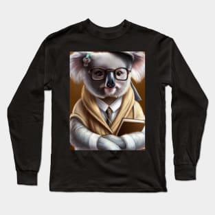 Koala dressed as a librarian, digital art Long Sleeve T-Shirt